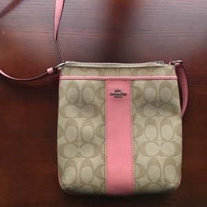 Coach Pink and Tan Crossbody Bag